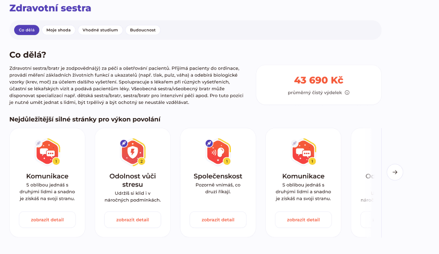 Ukázka profese v aplikaci